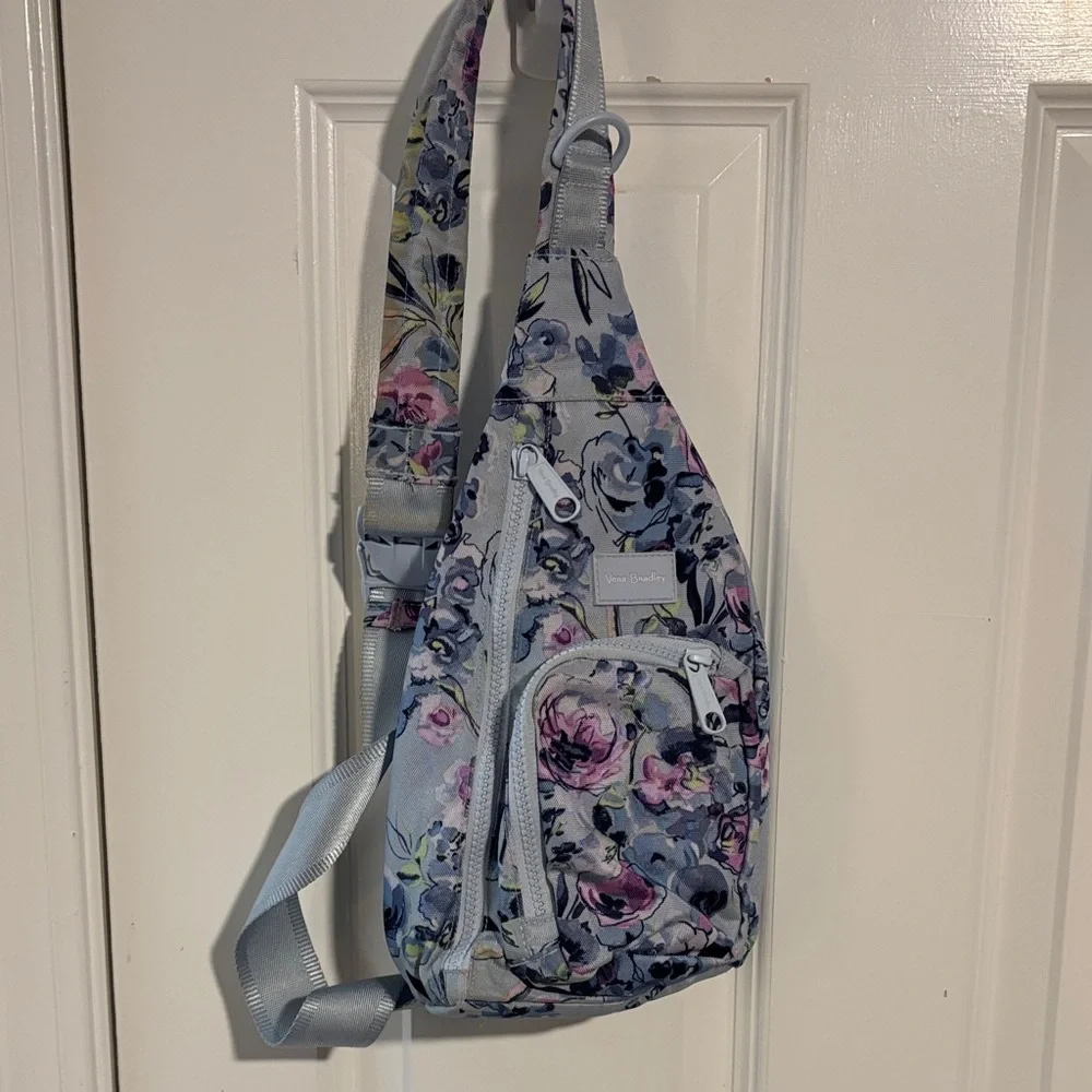 Vera Bradley Floral Sling Backpack - Blue and Pink - Picture 1 of 1
